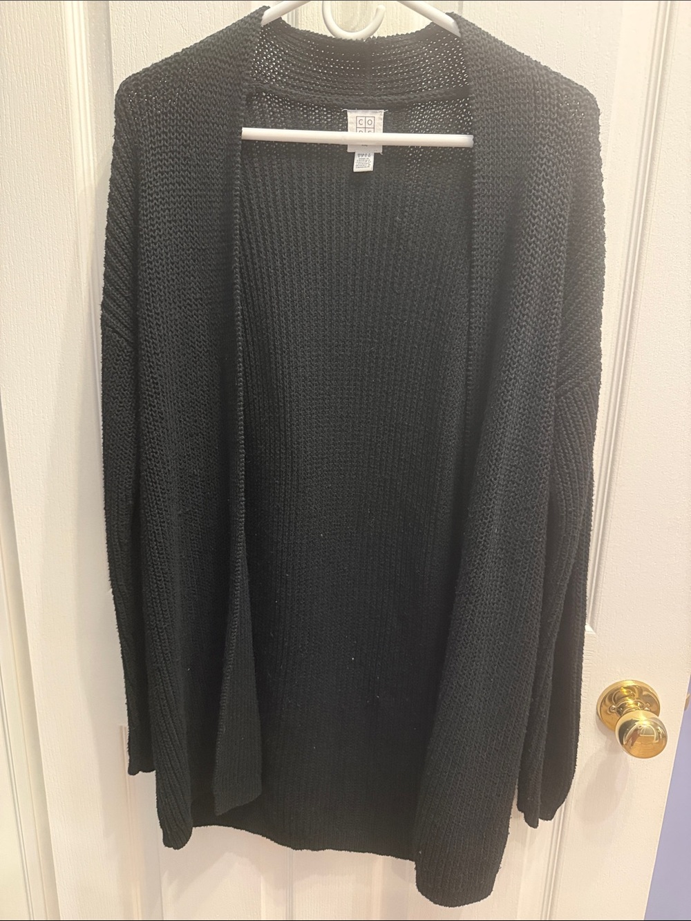 Black Open-Front Knit Cardigan Sweater - Casual Layering